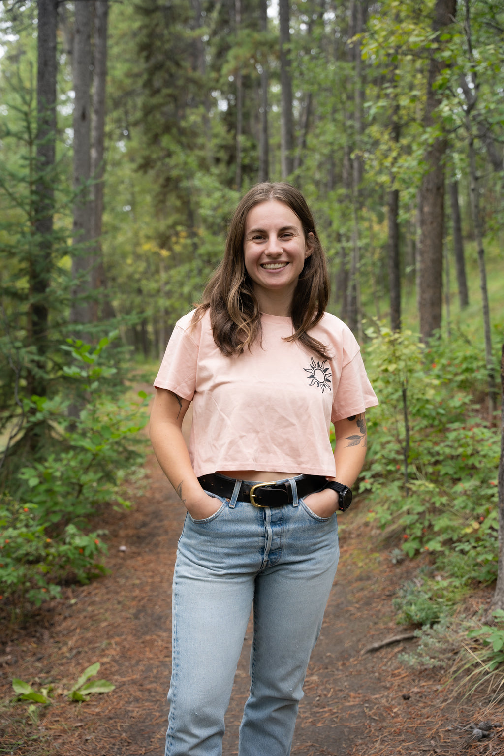 Women's It's Their Land, too Crop Tee - Pale Pink