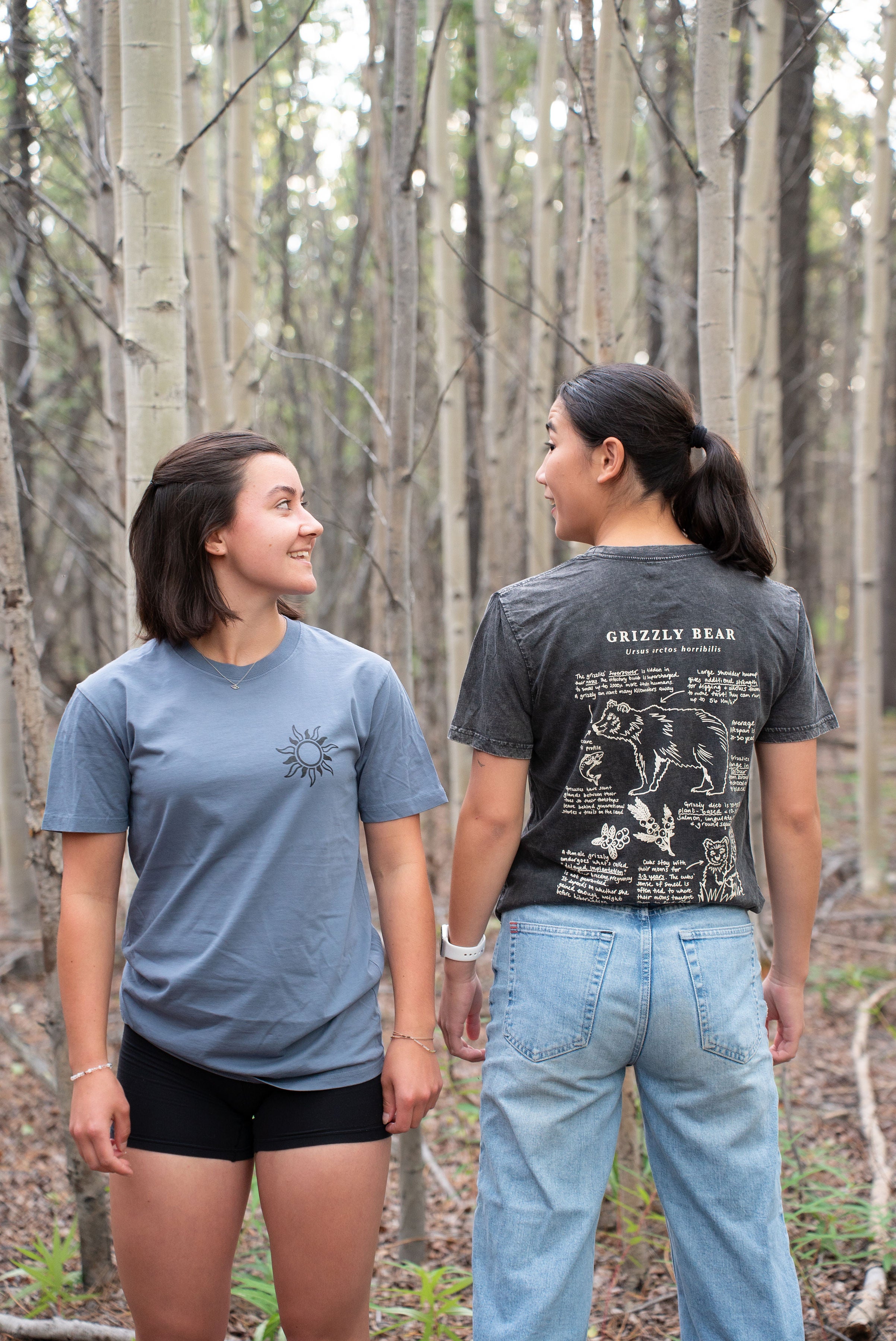 Unisex Stonewash Grizzly Bear Tee - Black Stone