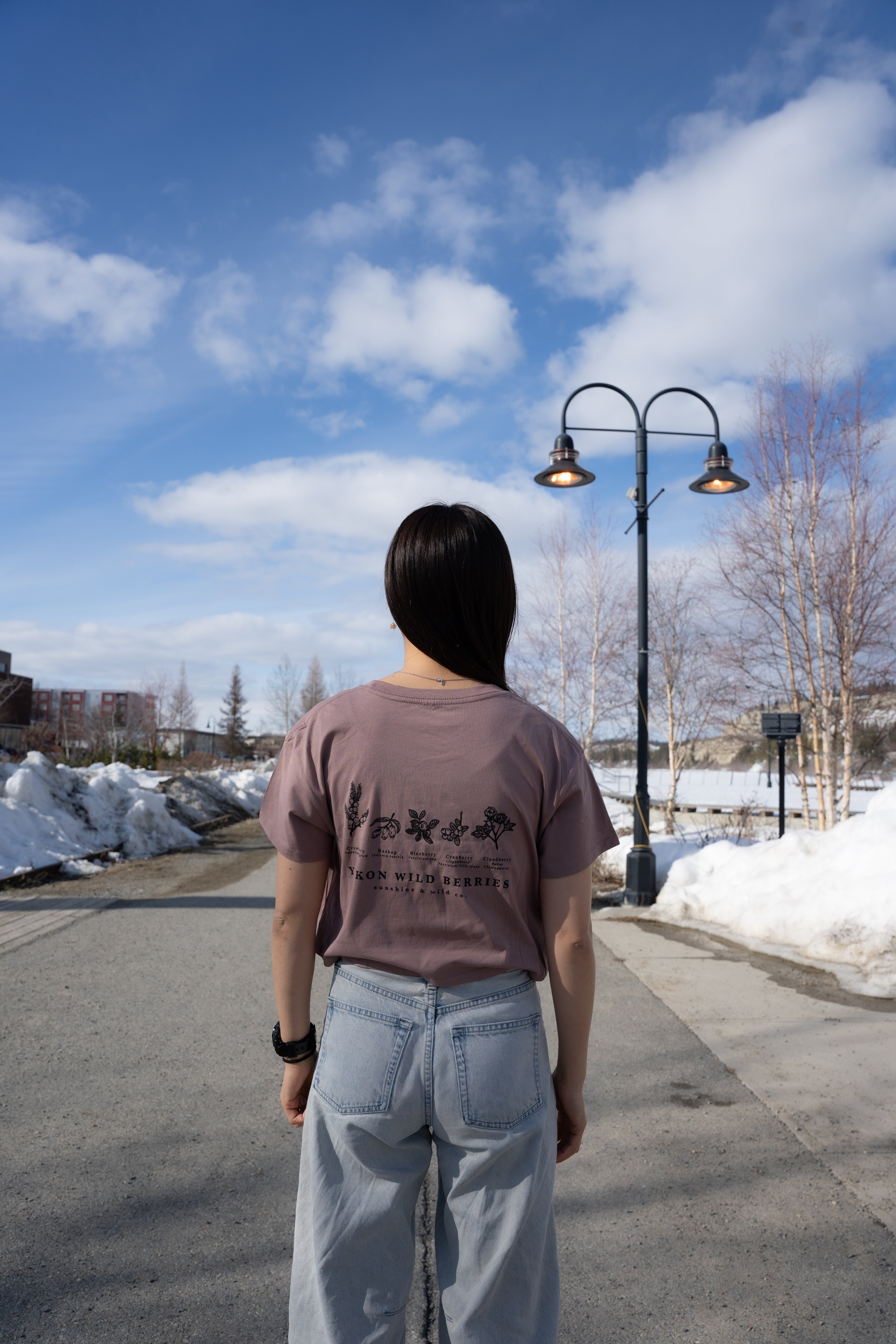 Women's Crop Wild Berries Tee - Hazy Pink