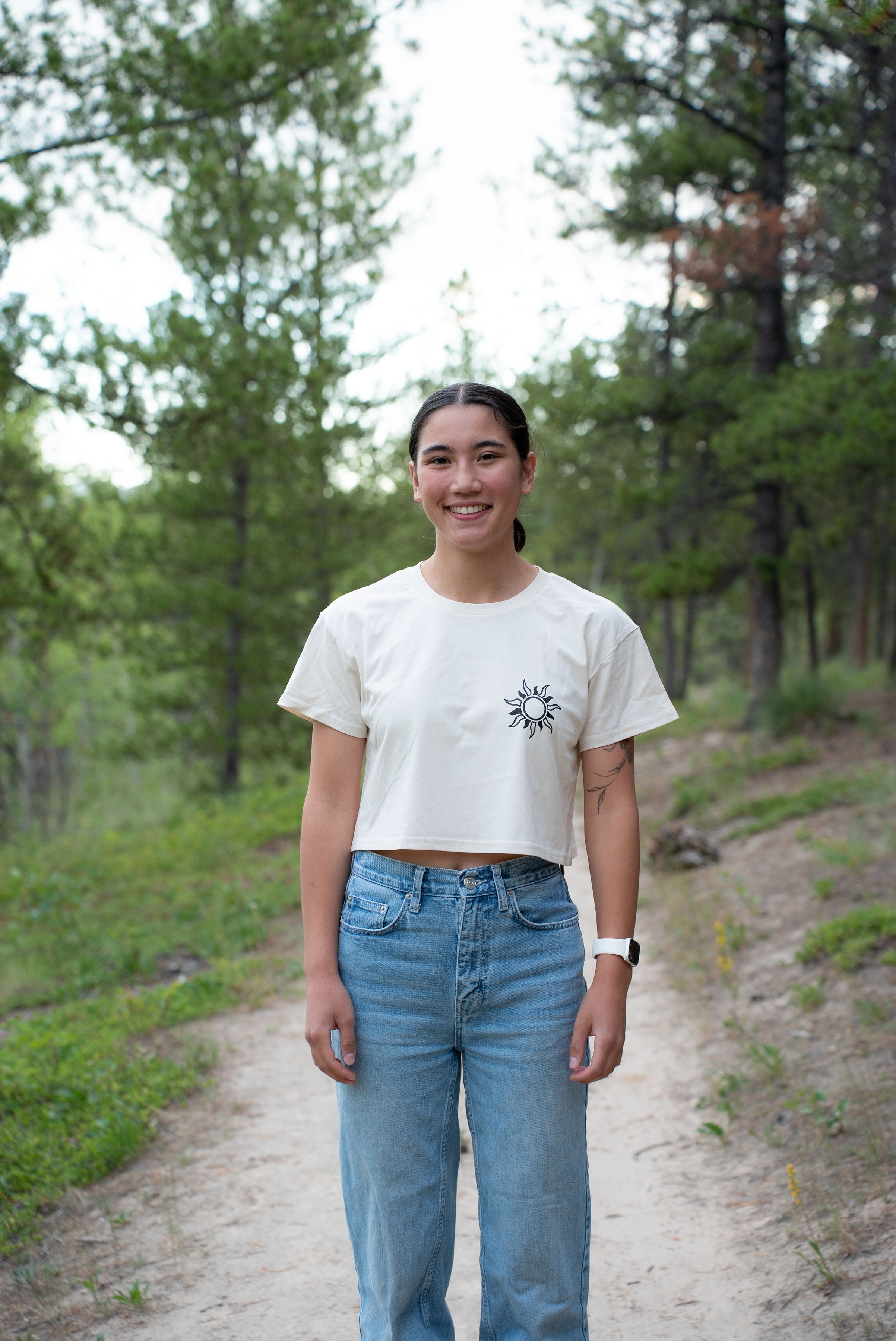 Women's Long Lake Crop Tee - Ecru