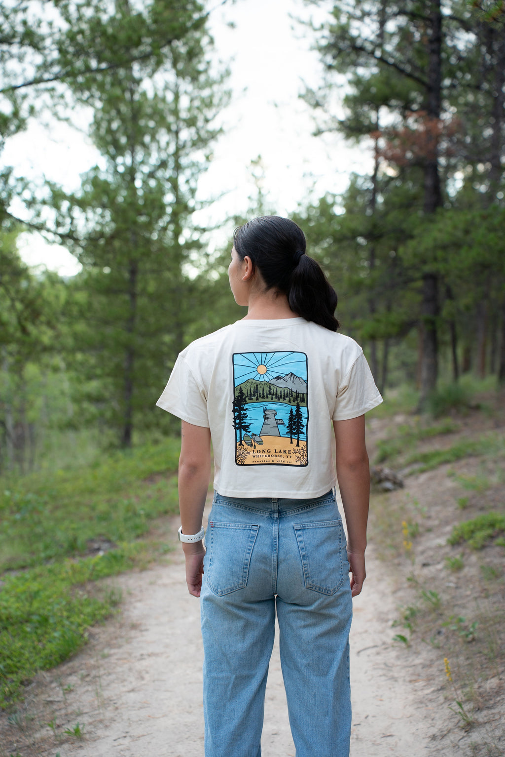 Women's Long Lake Crop Tee - Ecru