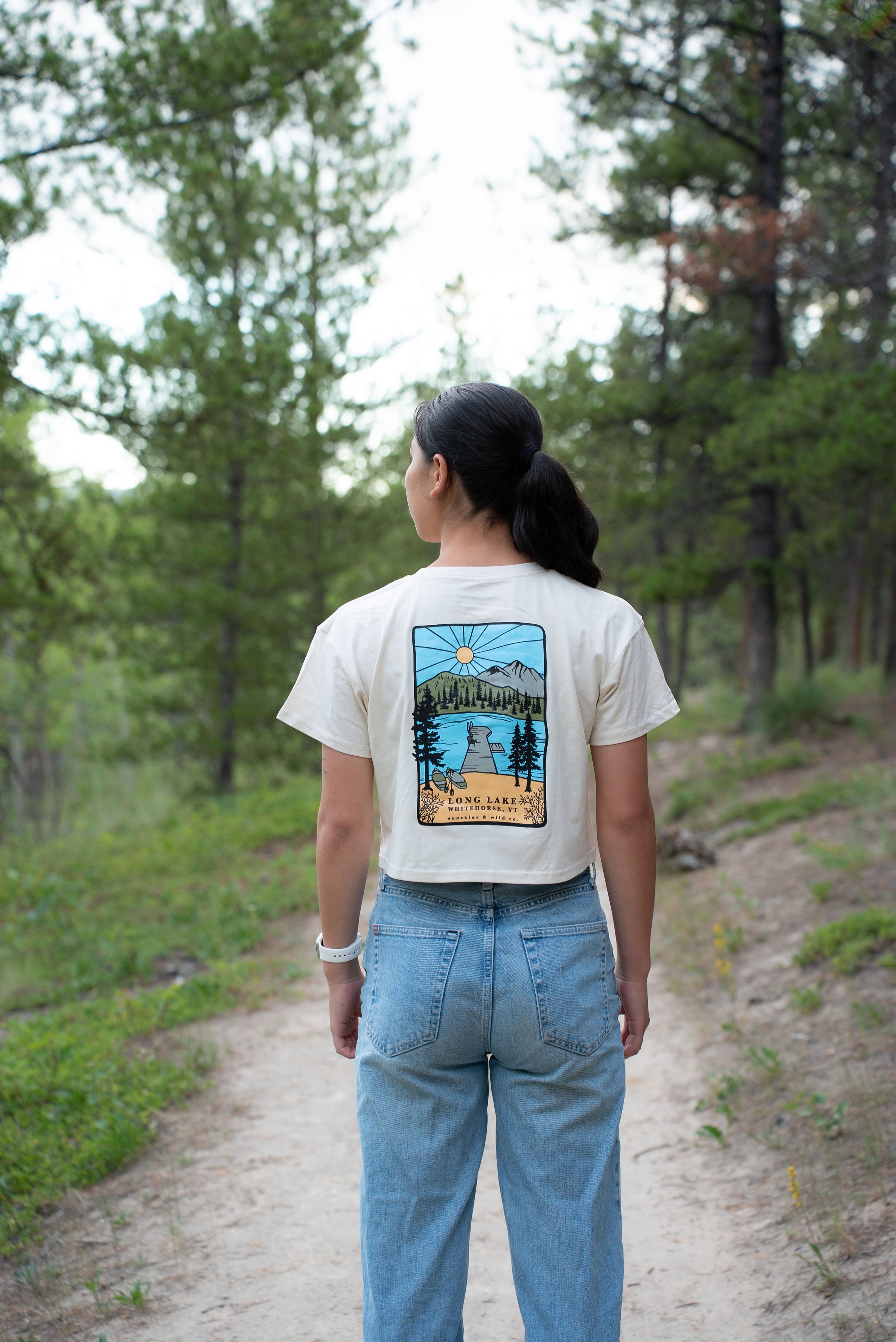 Women's Long Lake Crop Tee - Ecru