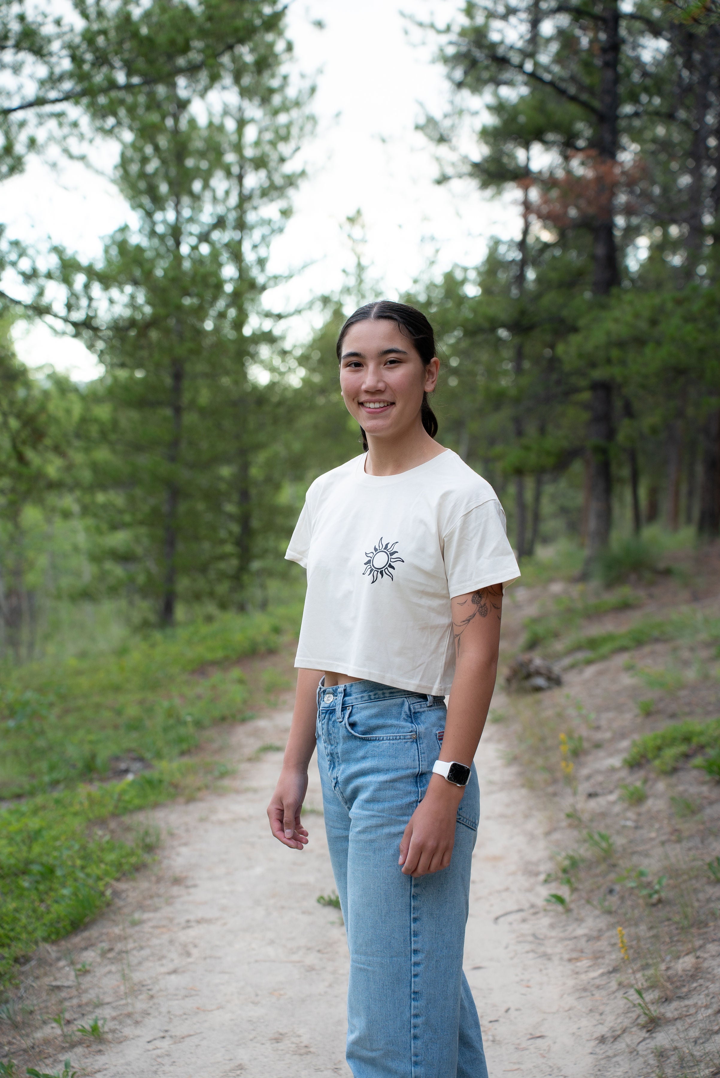 Women's Long Lake Crop Tee - Ecru