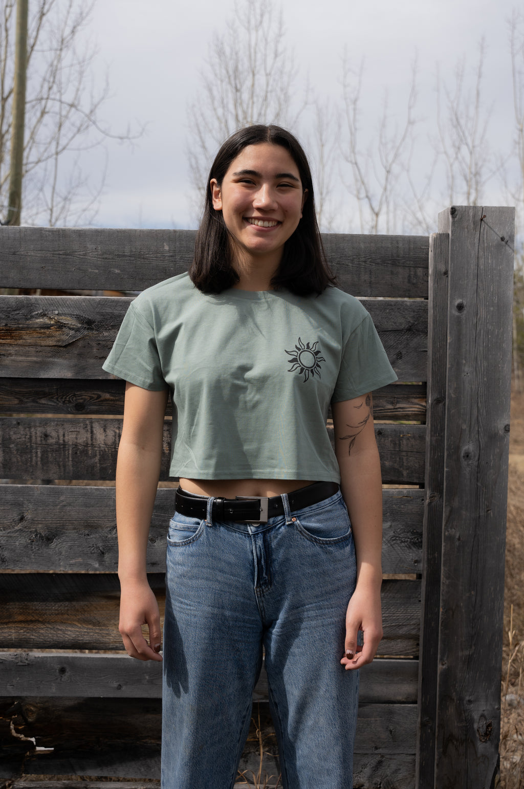 Women's Crop Alpine Wildflower Tee - Sage