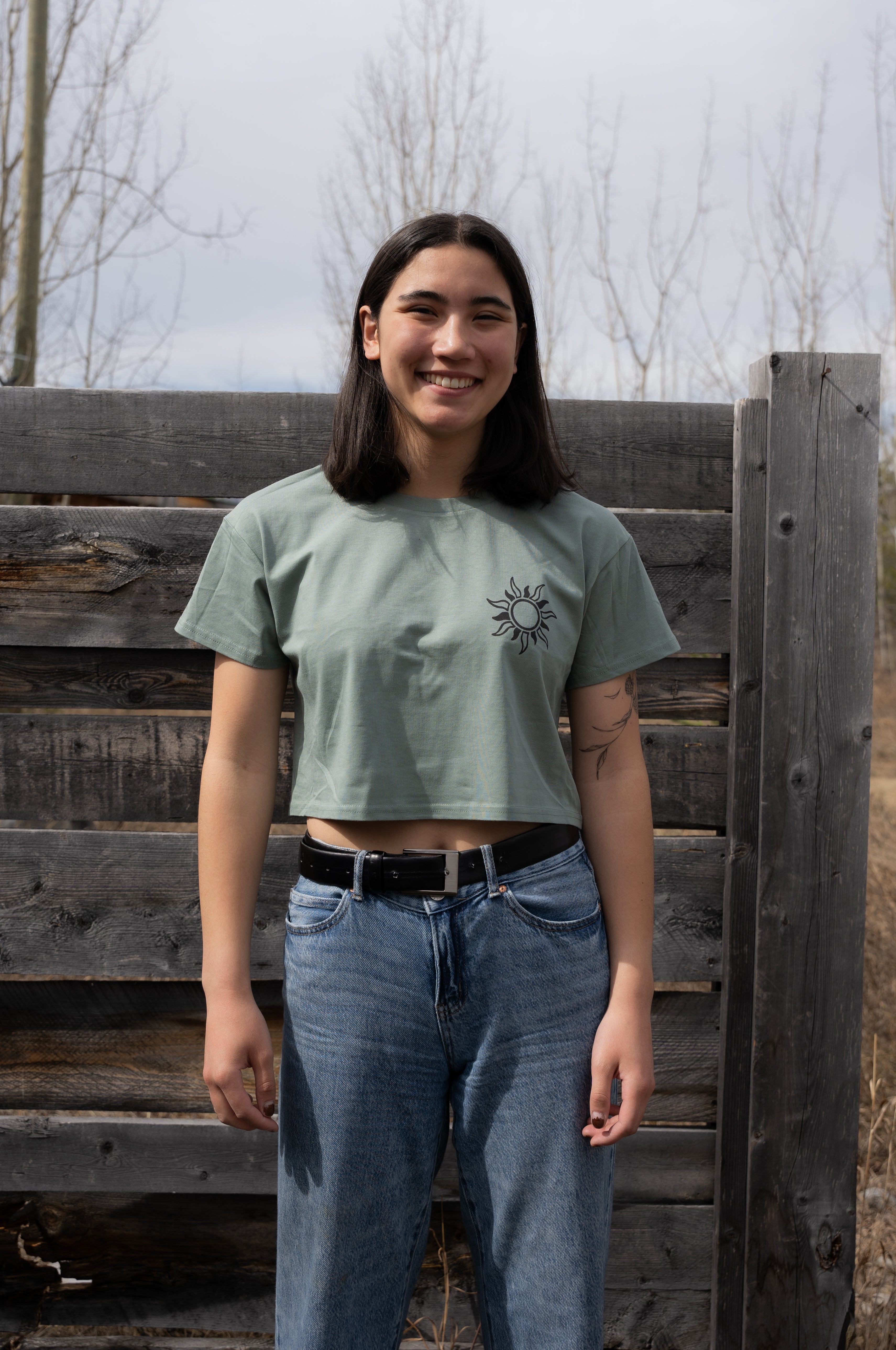 Women's Crop Alpine Wildflower Tee - Sage