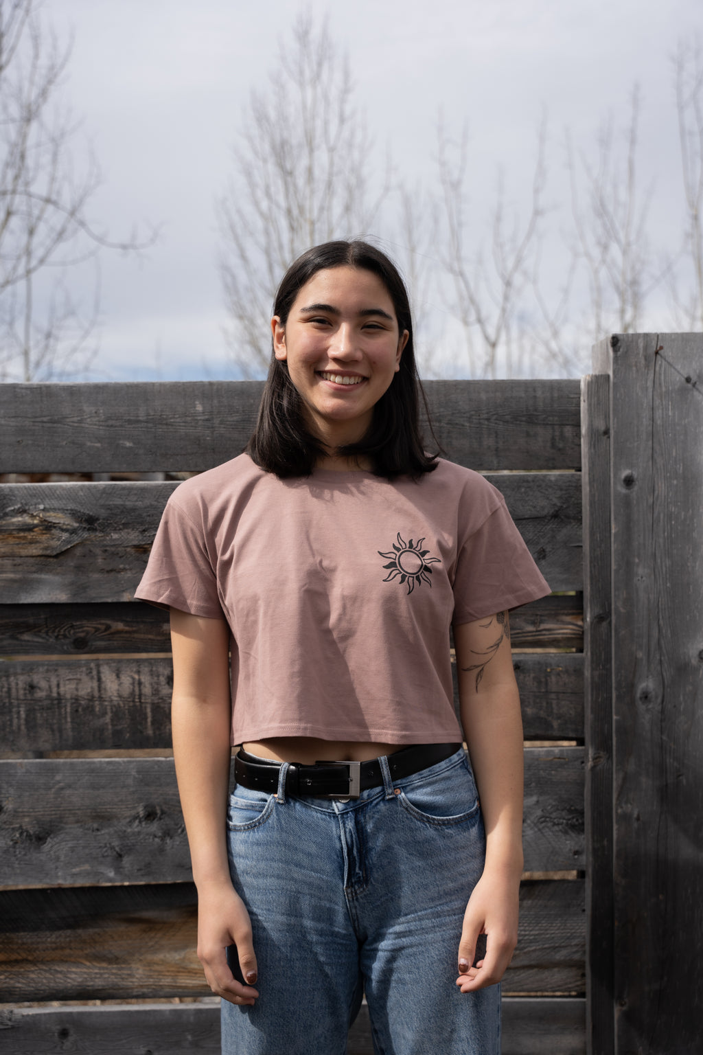 Women's Crop Alpine Wildflower Tee - Hazy Pink