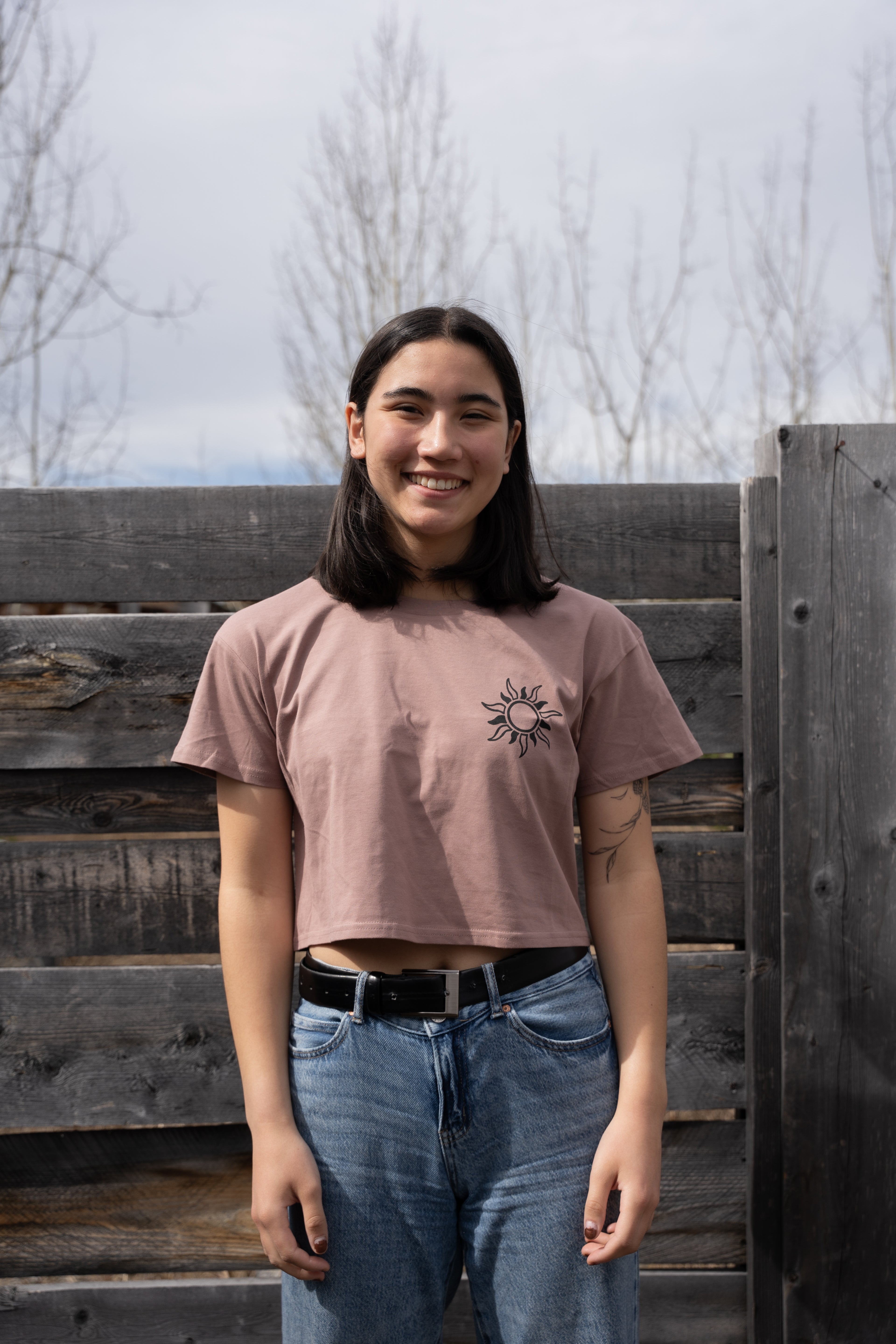 Women's Crop Alpine Wildflower Tee - Hazy Pink