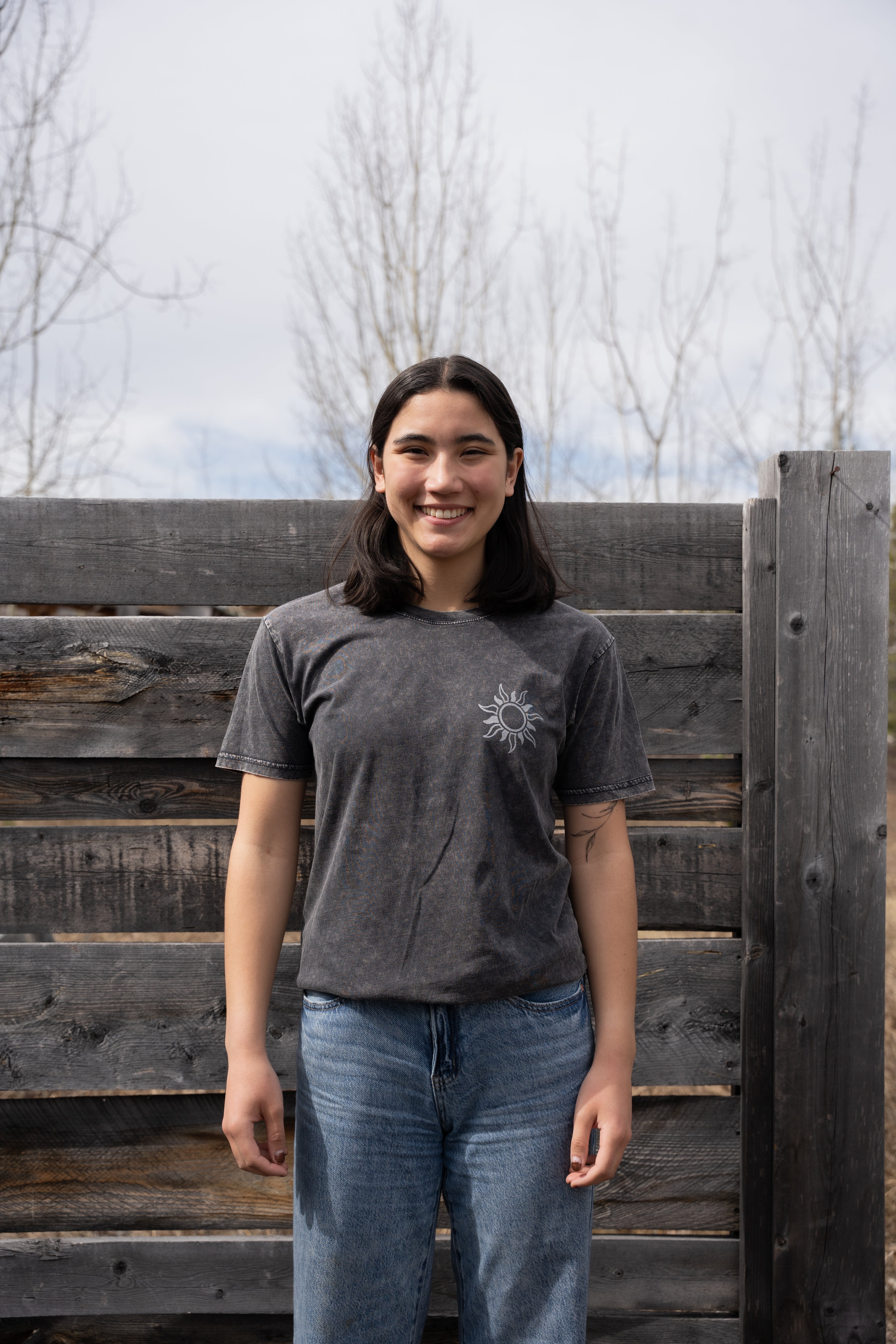 Unisex Stonewash Alpine Wildflowers Tee - Black
