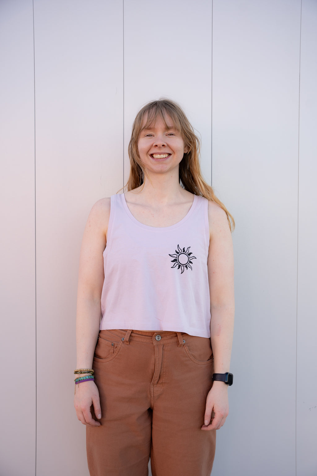 Women's Cropped Alpine Wildflowers Singlet - Lilac