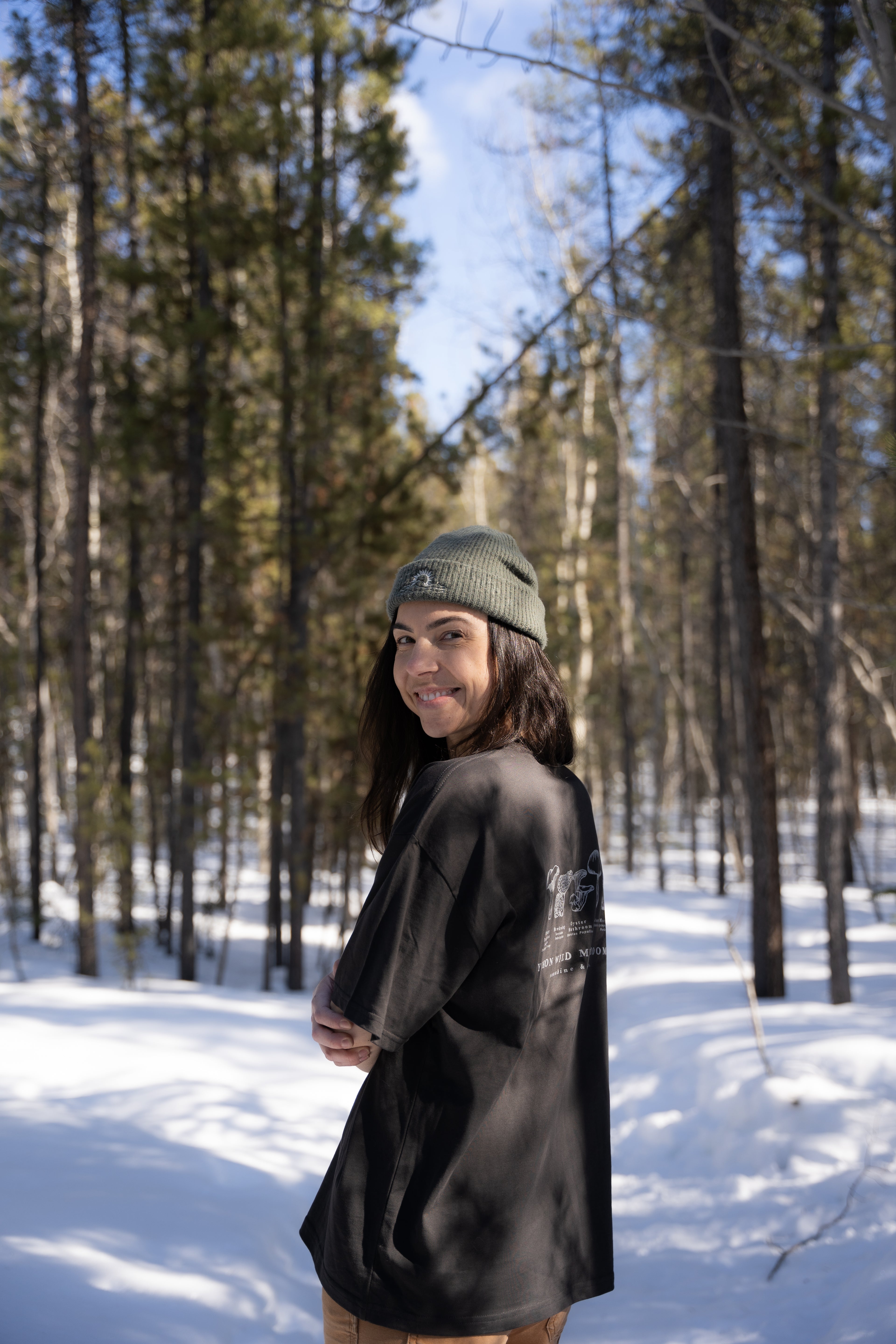 Unisex Oversized Wild Mushroom Tee - Black
