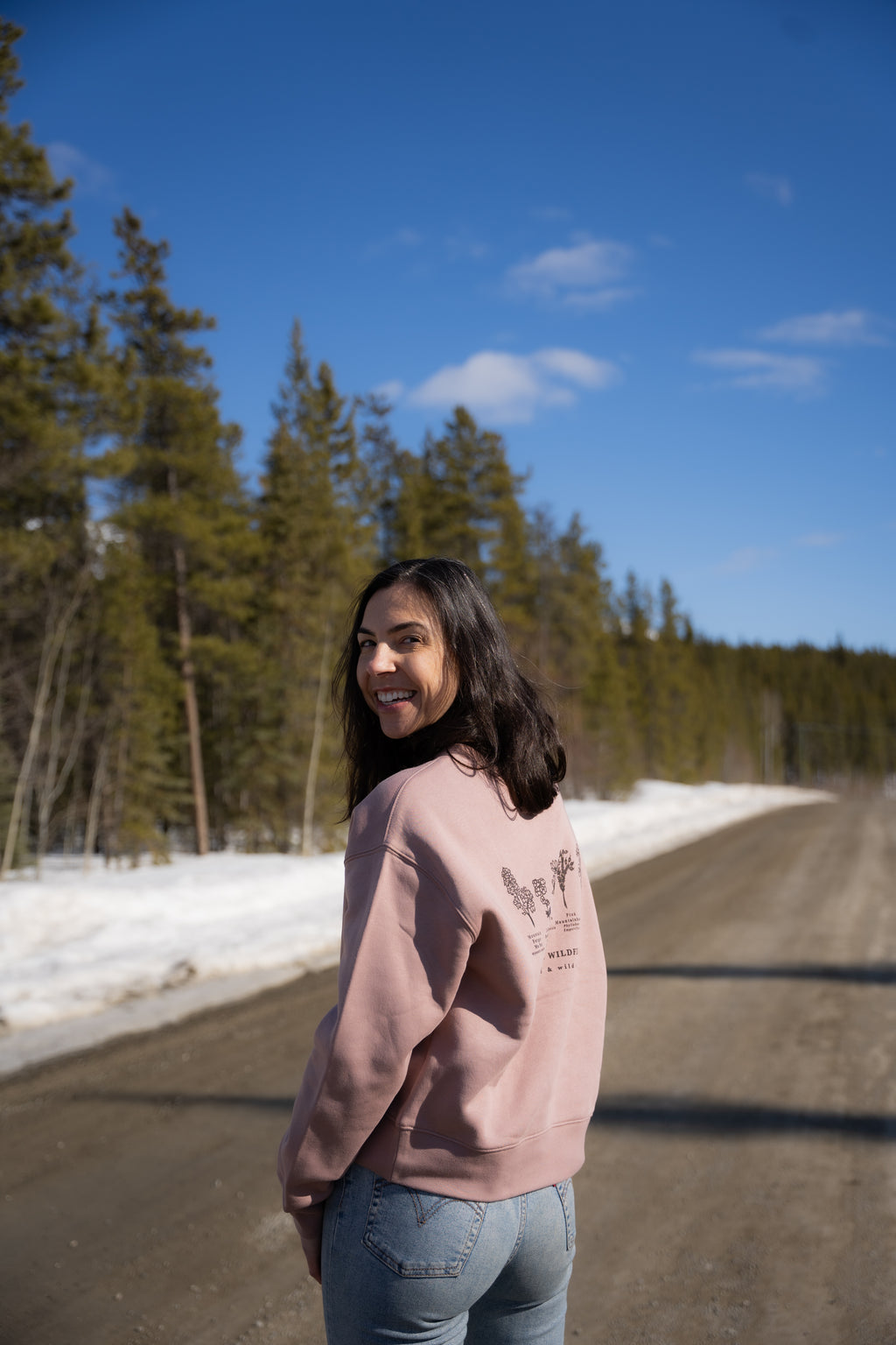 Women's Crewneck Alpine Wildflower - Hazy Pink