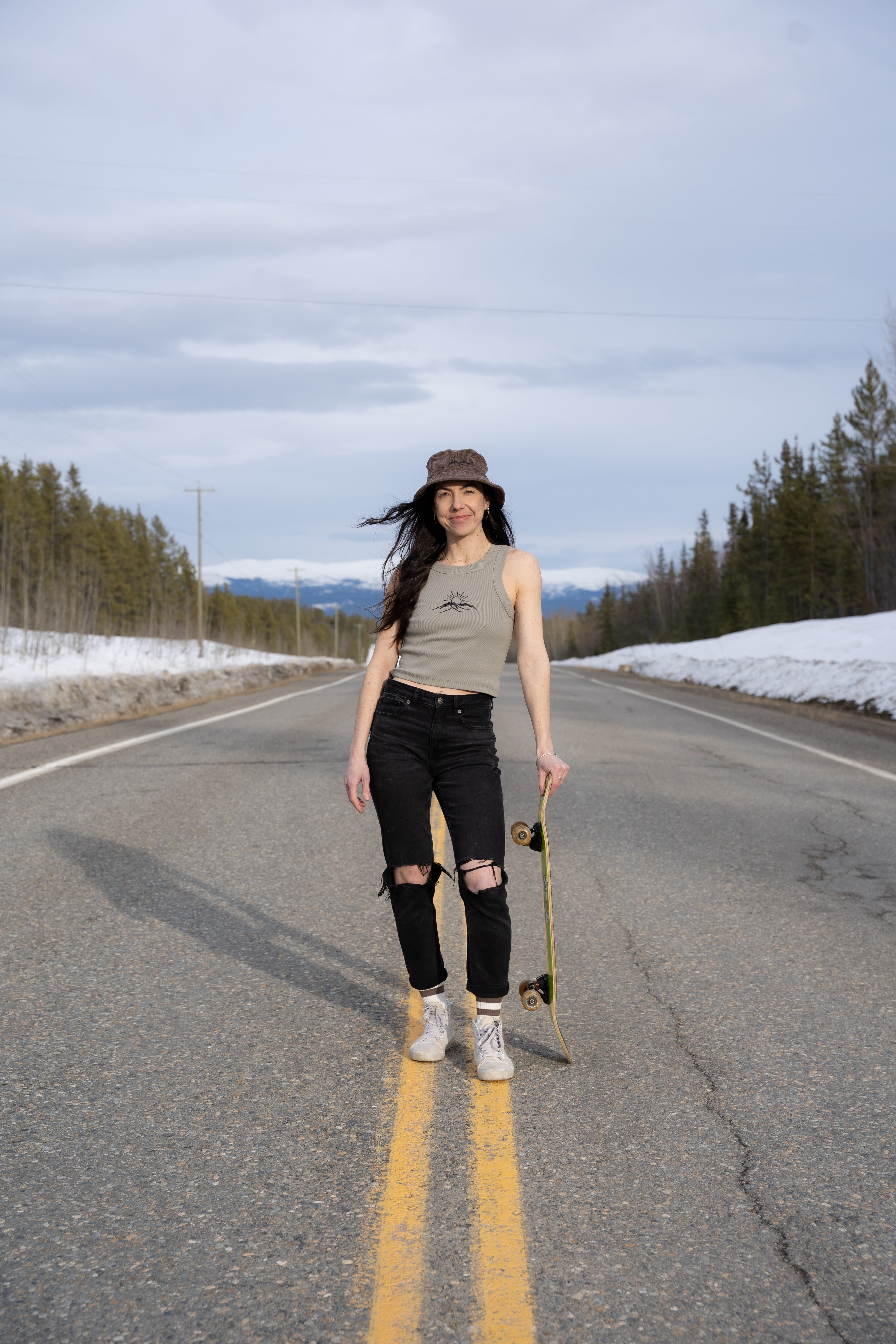 Women's Organic Embroidered Ribbed Tank - Eucalyptus