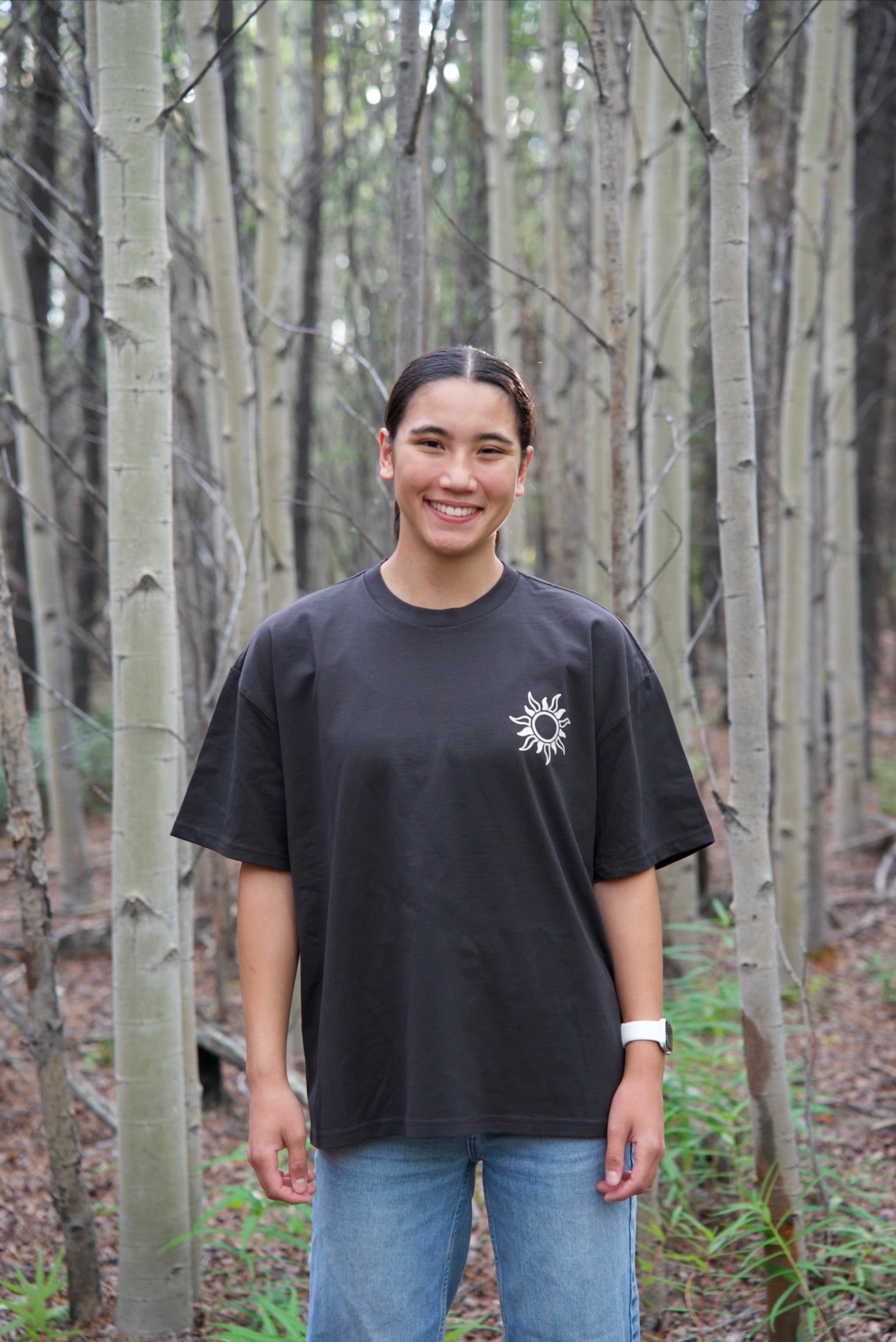 Unisex Oversized Grizzly Bear Tee - Coal