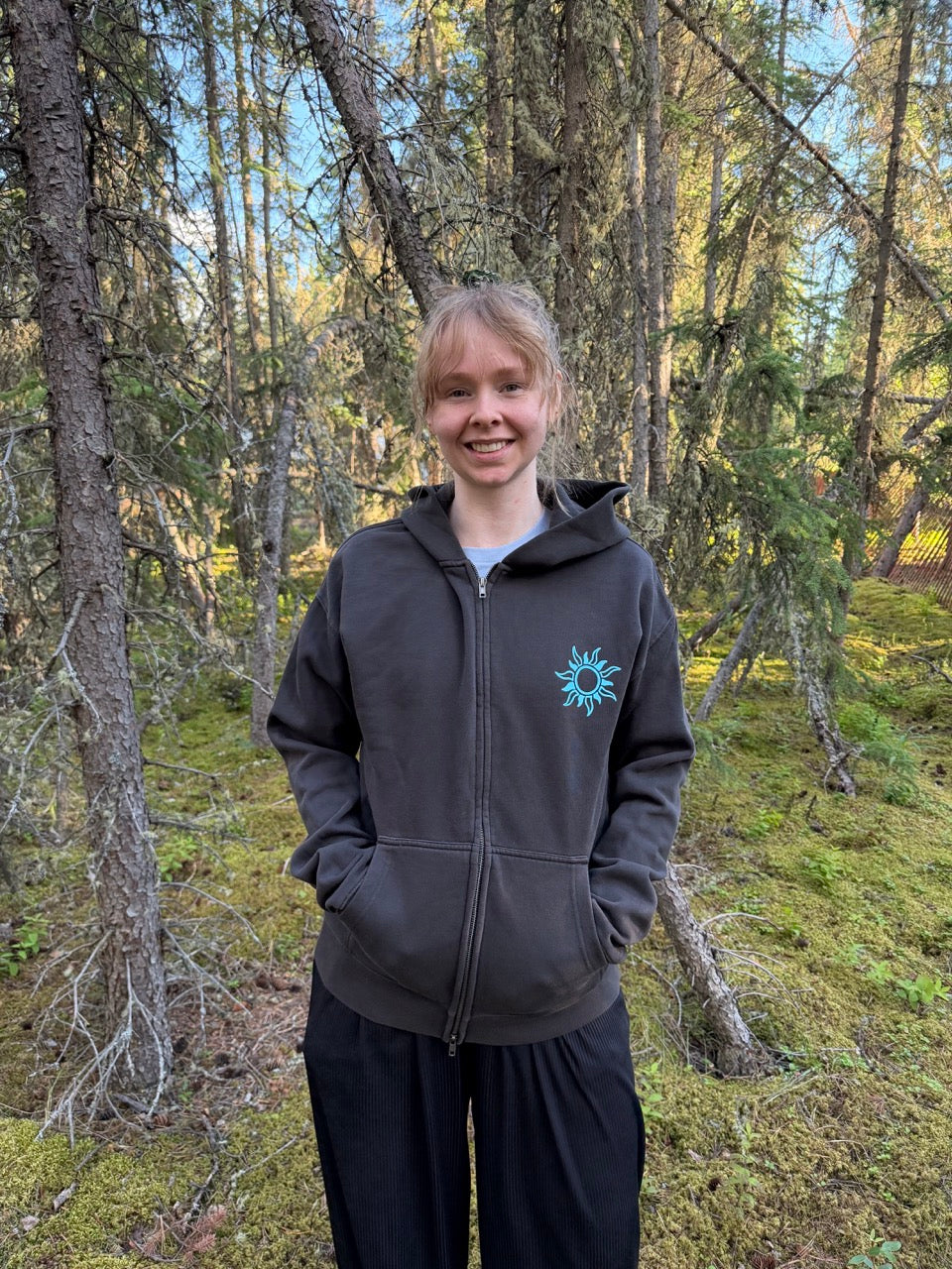 Unisex Recycled Long Lake Zip Hoodie - Faded Black
