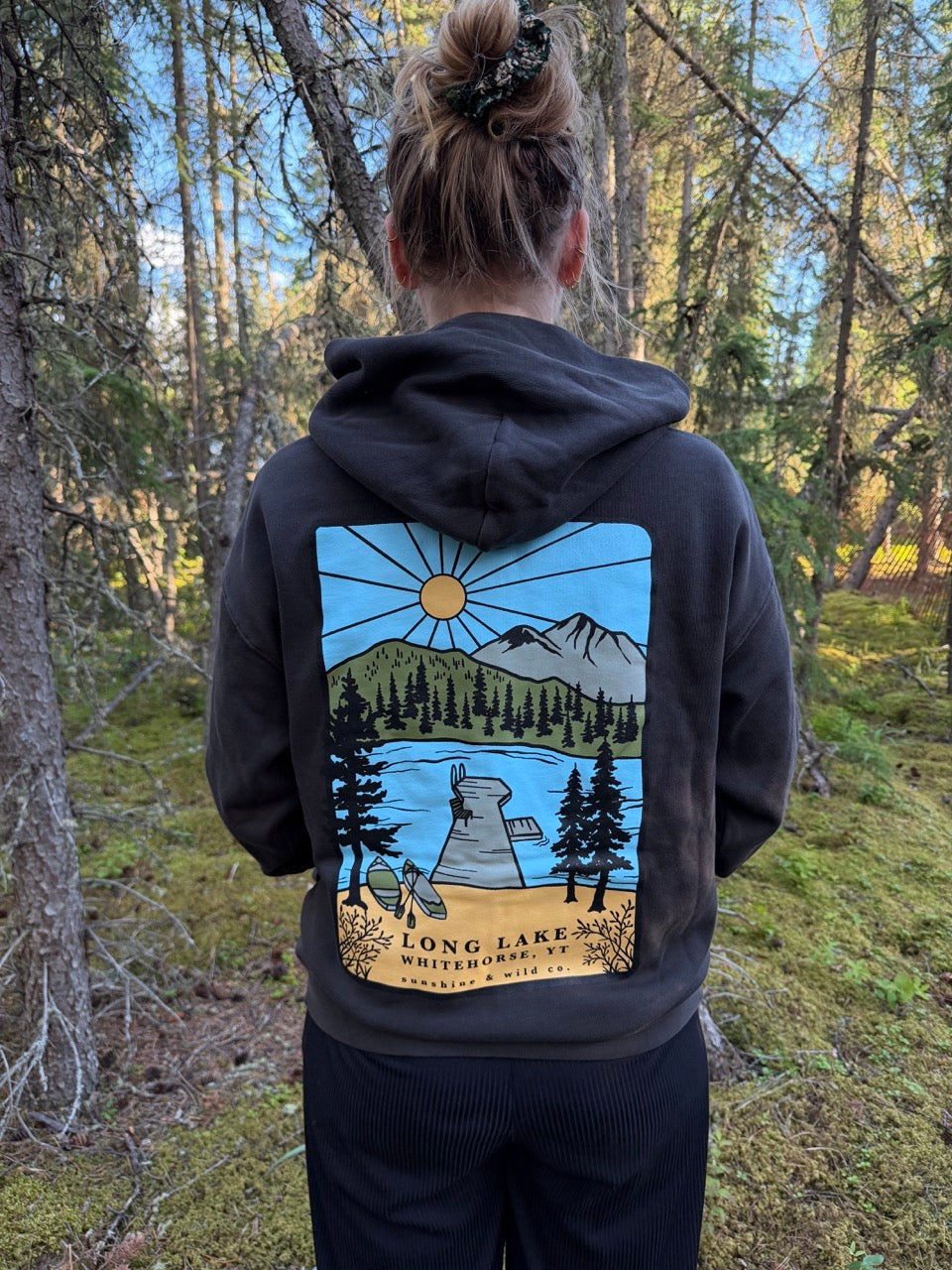 Unisex Recycled Long Lake Zip Hoodie - Faded Black